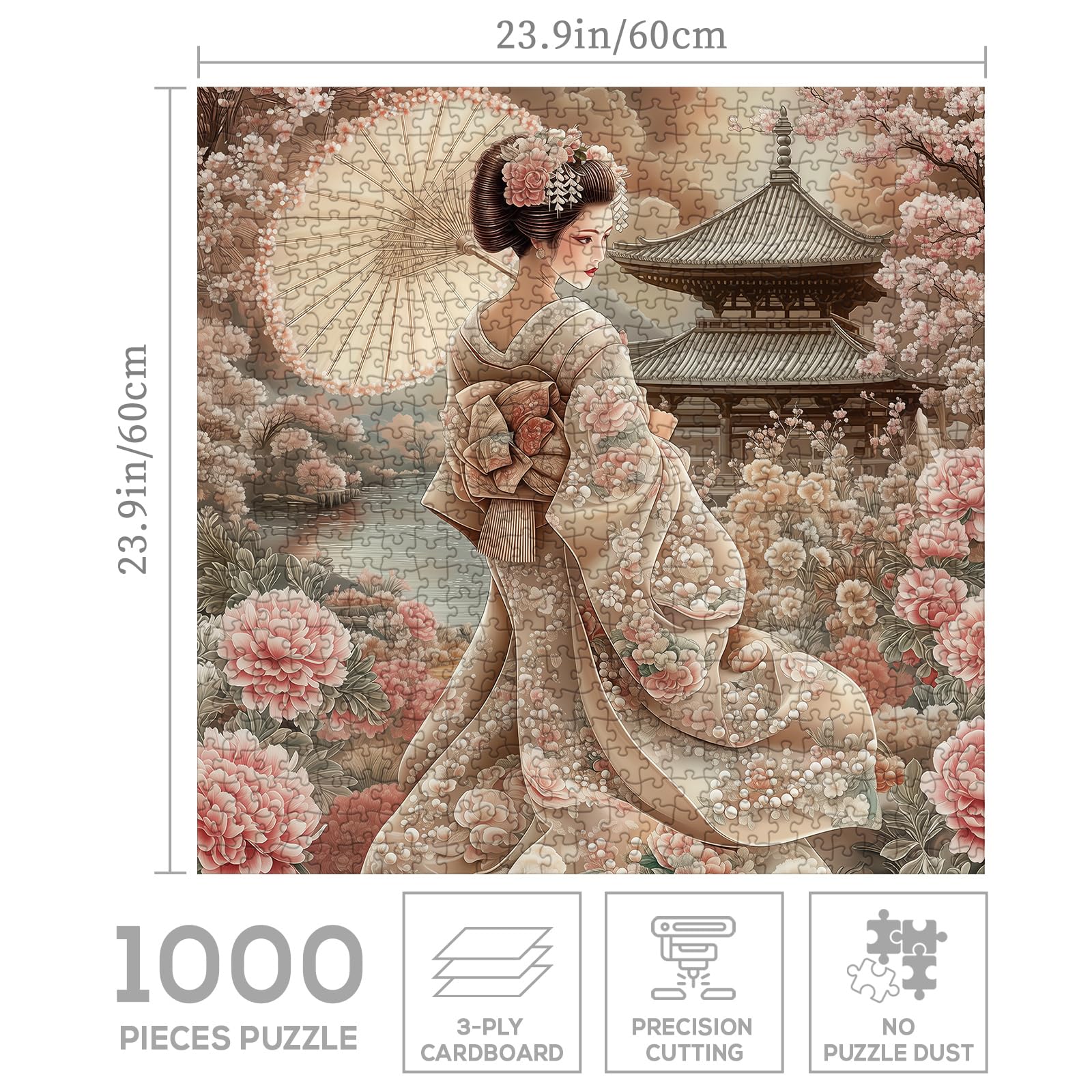 Japanese Kimono Geisha Puzzle 1000 Piece for Adults, Spring